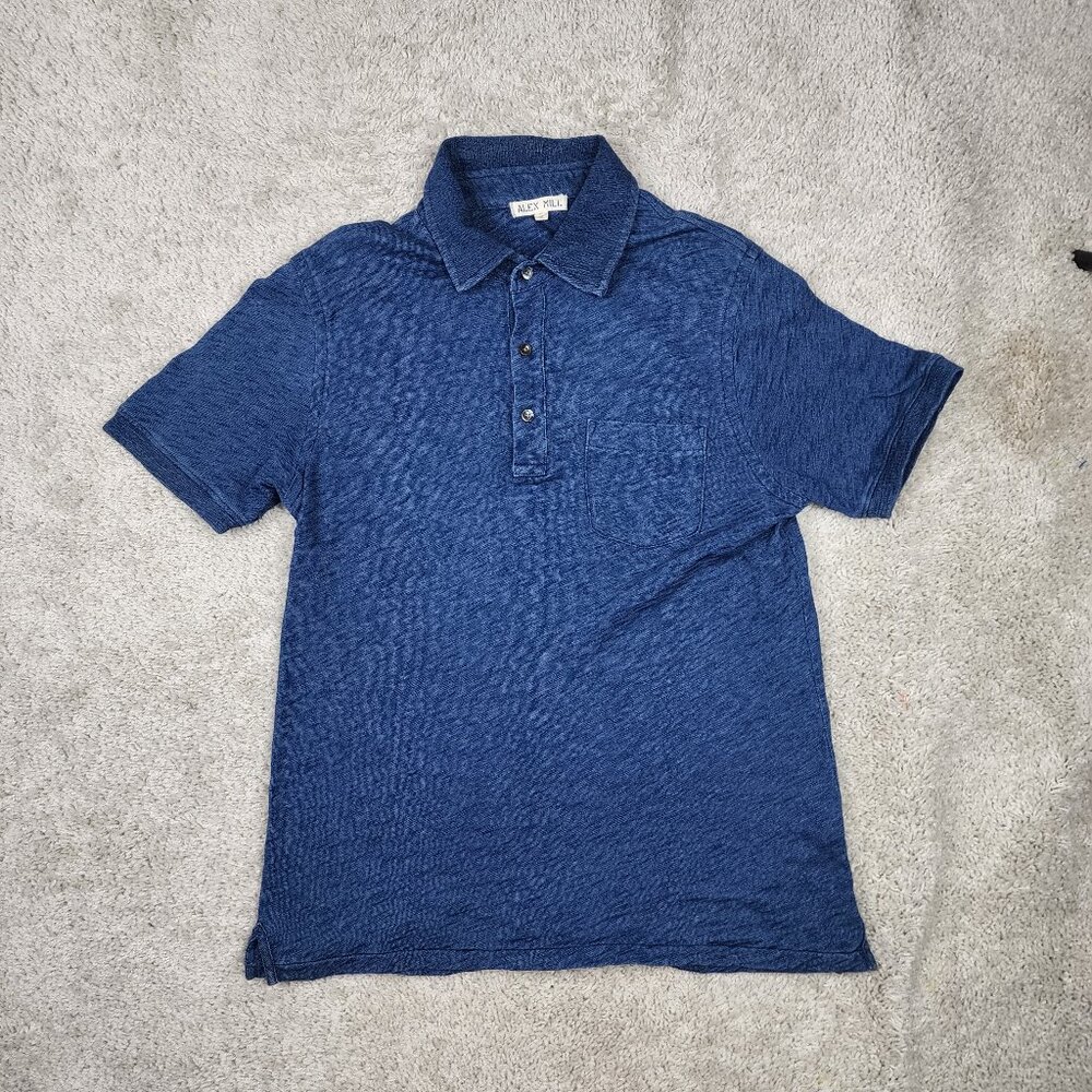Alex Mill Indigo Dyed Blue Polo Shirt Size Small Casual Hucberry REI Classic S